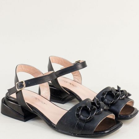 Комфортни дамски сандали в черно естествена кожа 2301011ch