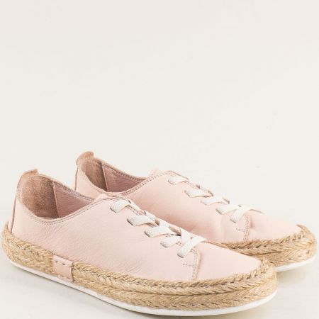 Равни дамски обувки естествена кожа в розов цвят 23391rz