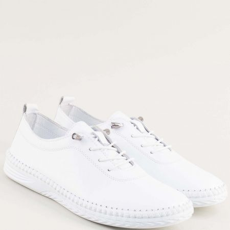 Комфортни бели обувки от естествена кожа 24025b