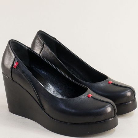 Дамски черни обувки висока платформа 24703ch