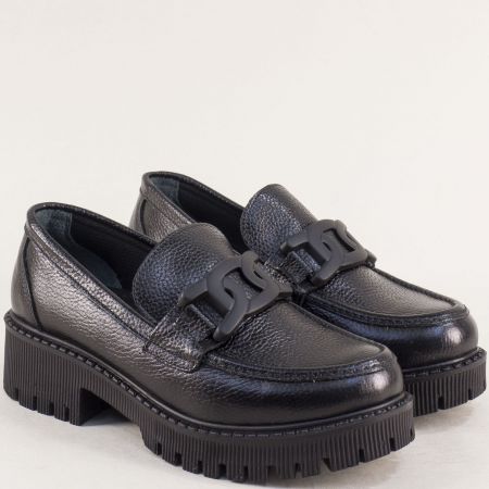 Комфортни дамски обувки в черен цвят от естествена кожа 2504ch
