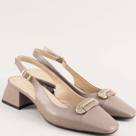 Елегантни дамски сандали на ток в бежов цвят 2561tbj