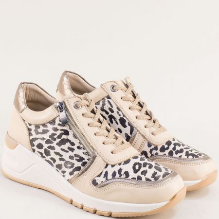  Дамски кожени спортни обувки с ефектен леопардов принт 2801bjps