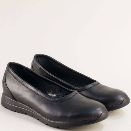 Равни дамски обувки от естествена кожа в черен цвят 286171ch