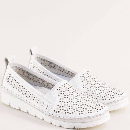 Комфортни дамски обувки естествена кожа в бяло 287b