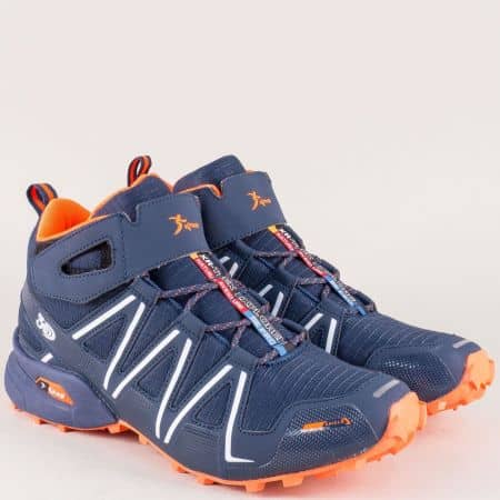 Спортни мъжки обувки в син и цвят оранж на комфортно ходило 29197so