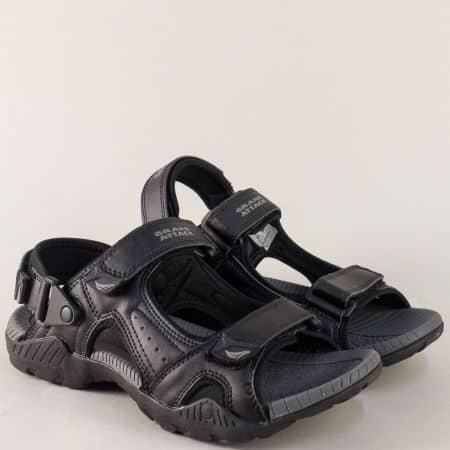 Спортни мъжки сандали в черен и сив цвят на комфортно ходило 30214chsv