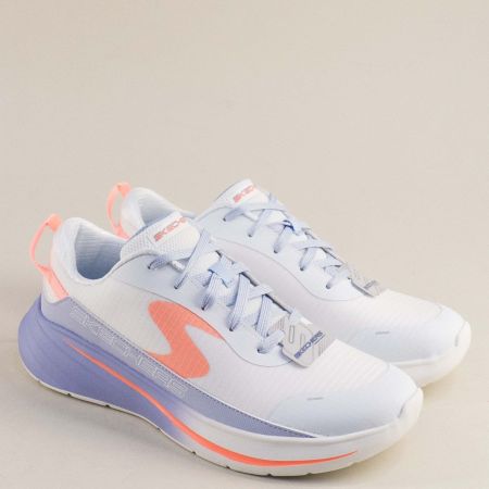 Тренд дамски сникърси на платформа в бяло и лилаво SKECHERS 303572b