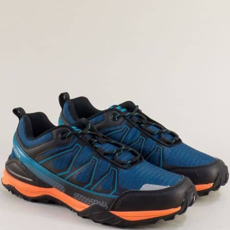 Мъжки маратонки в син цвят с оранжево ходило 30608-45so