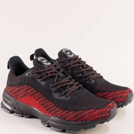 Мъжки маратонки в черно и червено 30866-45chv