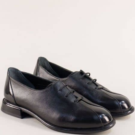 Черни дамски равни обувки от естествена кожа 313ch