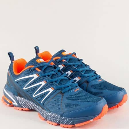 Мъжки маратонки в синьо, бяло и оранж- KNUP 3228-45so