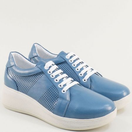 Сини дамски обувки с бяло ходило естествена кожа 33219500s