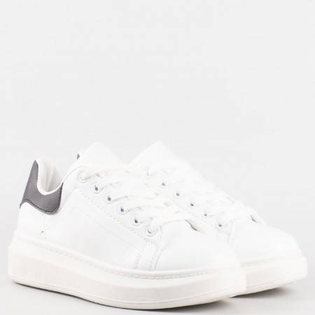 Дамски спортни обувки с връзки на български производител в бял цвят 35-40b