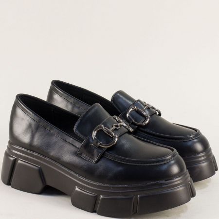 Комфортни дамски обувки на платформа в черен цвят 366ch
