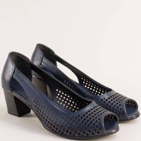 Дамски обувки в син цвят от естествена кожа 36855s