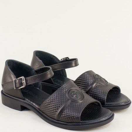 Дамски комфортни сандали естествена кожа в черно 387183ch
