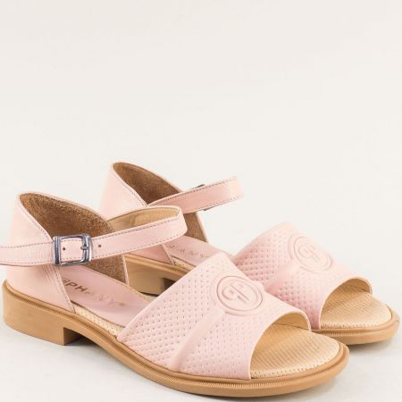 Ежедневни дамски сандали естествена кожа в розово 387183rz