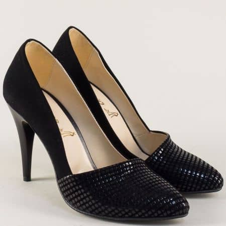 Елегнтни дамски обувки в черен цвят на висок ток 4085vch