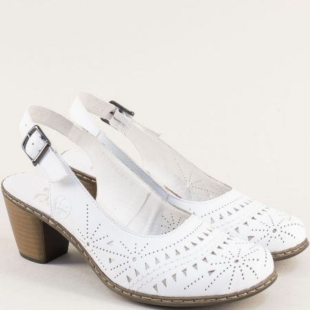 Затворени дамски сандали на RIEKER от естествена бяла кожа 40983b