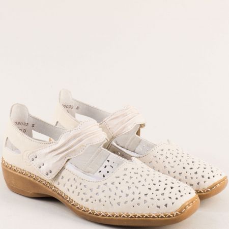 Ежедневни дамски обувки на RIEKER естествена кожа в бежово 41399bj