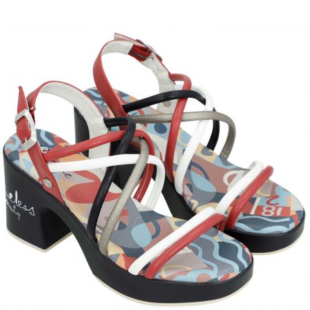 Цветни дамски сандали с атрактивна визия на ток и платформа ANEKKE 42371-x92