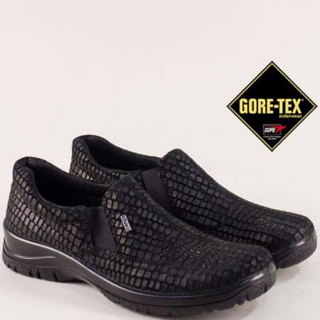 Черни дамски обувки Gore Tex от естествен велур 4256ch