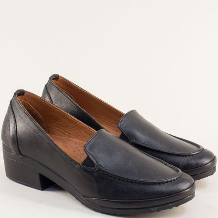 Черни комфортни дамски обувки естествена кожа 42647ch