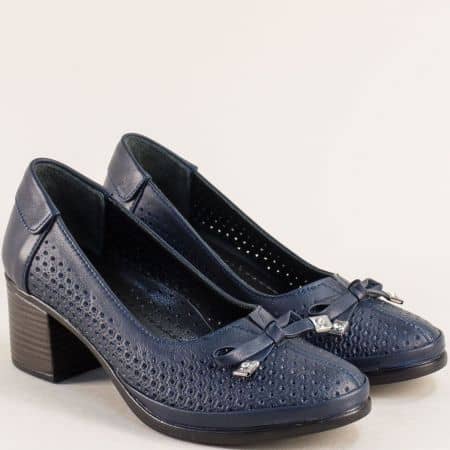 Сини дамски обувки естествена кожа перфорирани 43086196s