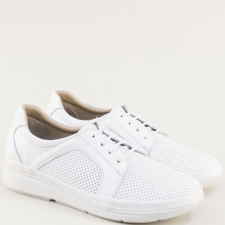 Спортни дамски обувки естествена кожа в бял цвят 4503b