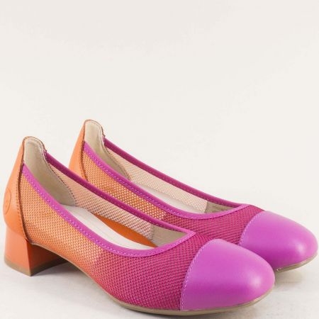 Цветни дамски обувки Rieker на нисък ток от естествена кожа 45065-91lo