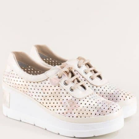  Дамски обувки от естествена кожа на платформа в свежи цветове 460ps