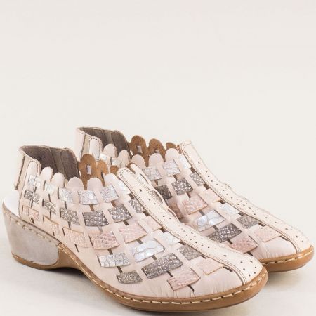 Цветни дамски обувки на RIEKER на нисък ток с интересна декорация 47156bjps