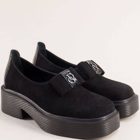Черен набук дамски обувки на платформа 4815523nch