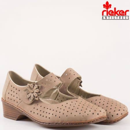 Дамски ежедневни обувки на среден ток Rieker в кафяв цвят 48256nk