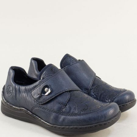 Сини дамски ежедневни обувки с флорални мотиви 48951s