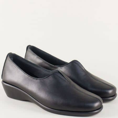 Черни дамски обувки от естествена кожа с гъвкаво ходило 4956ch