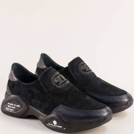 Черен велур спортна дамска обувка 501257vch