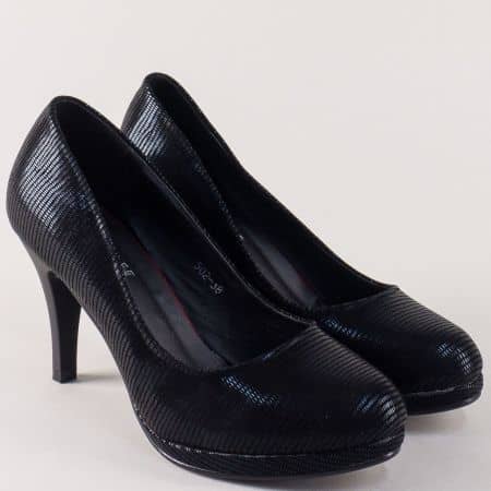 Стилни дамски обувки на висок ток в черен цвят 502ch