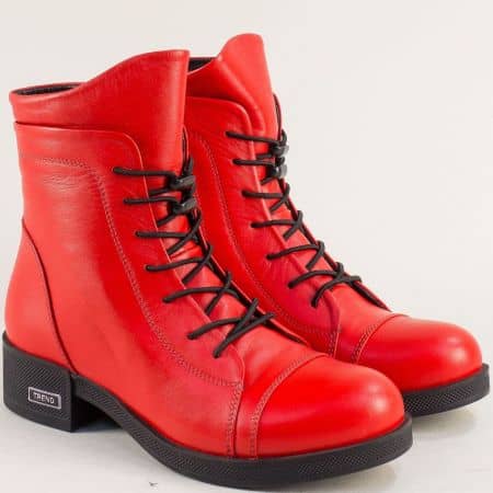 Червени дамски обувки от естествена кожа 5123chv
