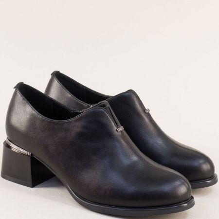 Черна дамска обувка на ток от еко кожа 5154ch
