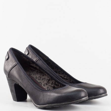 Черни дамски обувки с класическа визия в черен цвят от естествена кожа на немски производител S.Oliver 522402ch