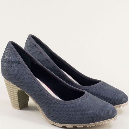 Комфортни дамски обувки S.OLIVER на среден ток в син цвят 52240420s