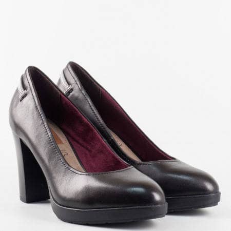Комфортни дамски обувки със стилна визия на висок ток S.Oliver в черен цвят 522404ch
