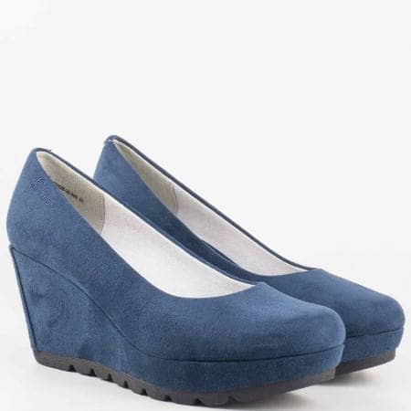 Дамски ежедневни обувки на клин ходило със стелка от мемори пяна на немския производител s.Oliver в син цвят 522428vs