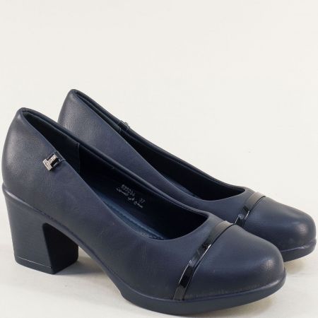 Стилни дамски обувки на ток в син цвят 523034s