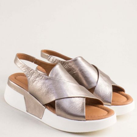 Фешън дамски сандали на комфортно бяло ходило в цвят бронз 5233brz