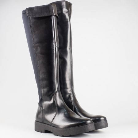 Дамски комфортни ботуши от естествена кожа и стреч материал на немския производител S.Oliver в черен цвят 525609ch