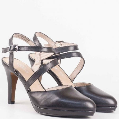 Дамски атрактивни обувки произведени от висококачествена естествена кожа на немския производител S.Oliver в черен цвят 529601ch