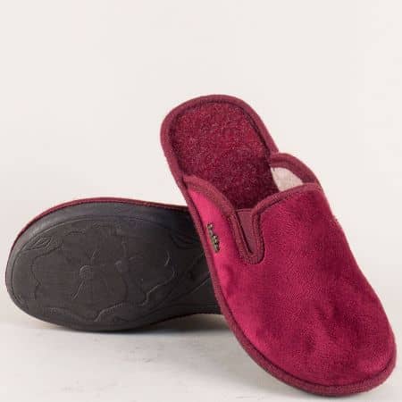 Домашни дамски чехли в цвят бордо с два ластика 539916bd